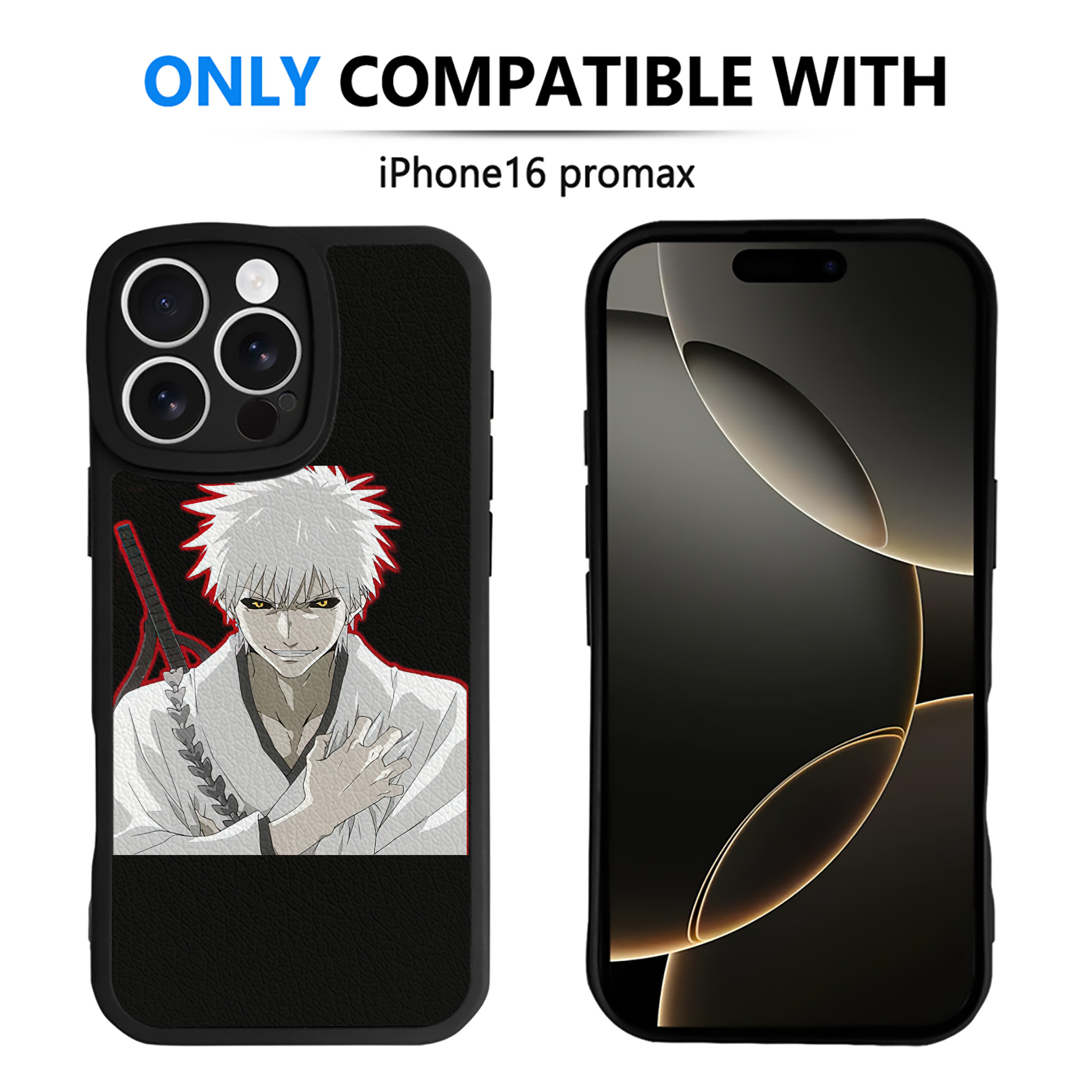 ブリーチ 黒崎一護（くろさき いちご）BLEACH Kurosaki Ichigo 【iPhone 16シリーズ対応】シリコンスマホケース（レザー調） 材質：シリコン
